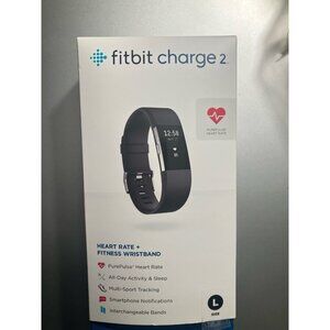Fitbit Charge 2 Heart Rate Monitor Fitness Activity Tracker Black Large Open Box